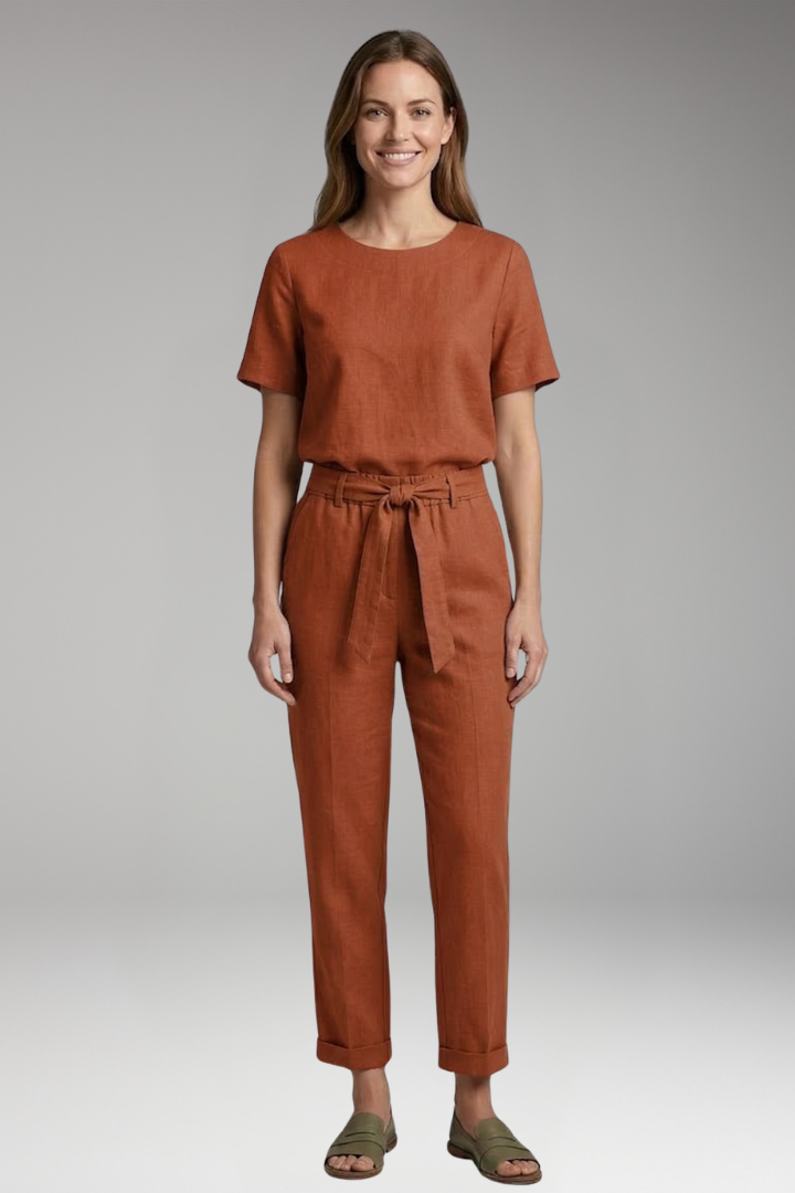 Women's Two Piece Jumpsuit Set with Short Sleeves