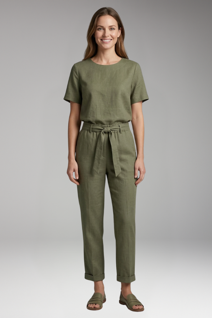 Women's Two Piece Jumpsuit Set with Short Sleeves