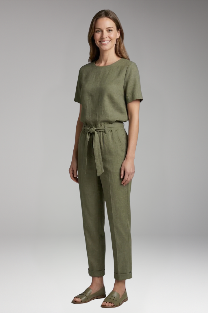 Women's Two Piece Jumpsuit Set with Short Sleeves