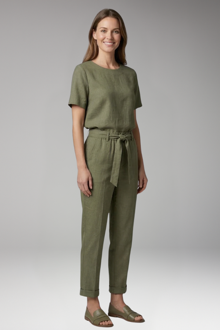 Women's Two Piece Jumpsuit Set with Short Sleeves