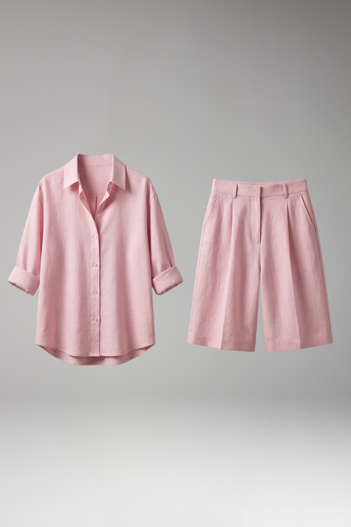 Women's Two Piece Set with Button Shirt and Trousers