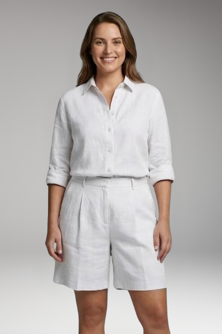 Women's Two Piece Set with Button Shirt and Trousers