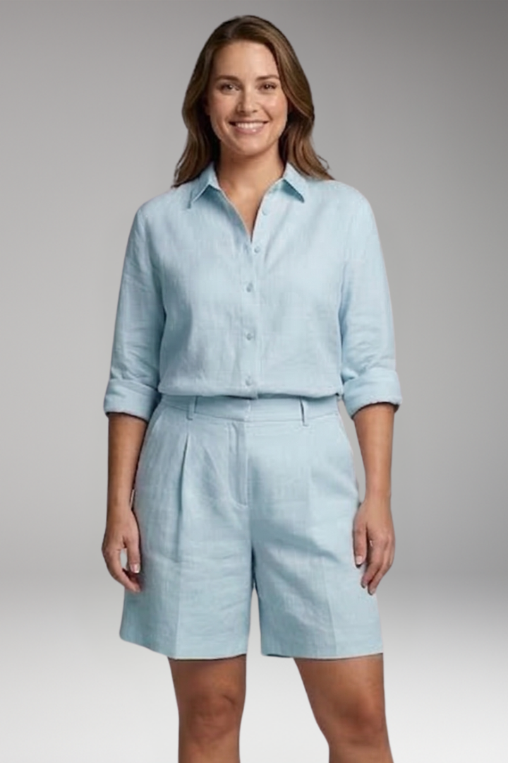 Women's Two Piece Set with Button Shirt and Trousers
