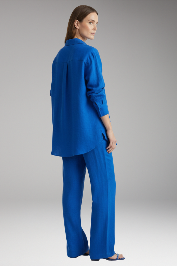 Women's Two Piece Set with Button Shirt and Wide Leg Trousers