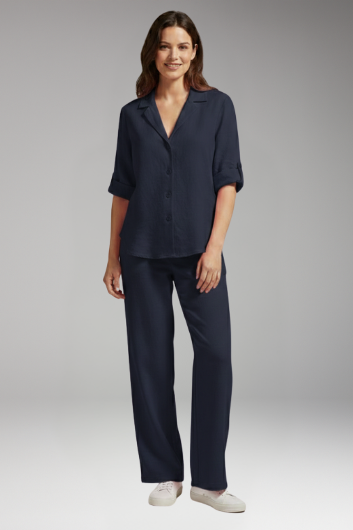 Women's Two Piece Set with Collared Shirt