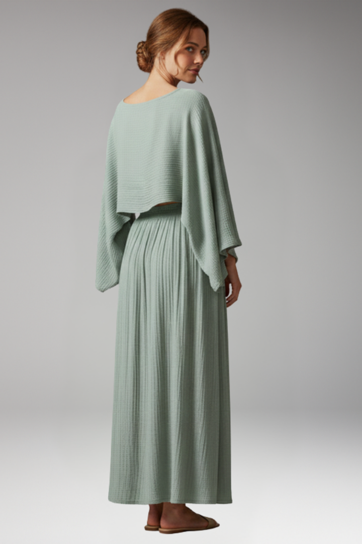Women's Two Piece Set with Crop Top and Maxi Skirt