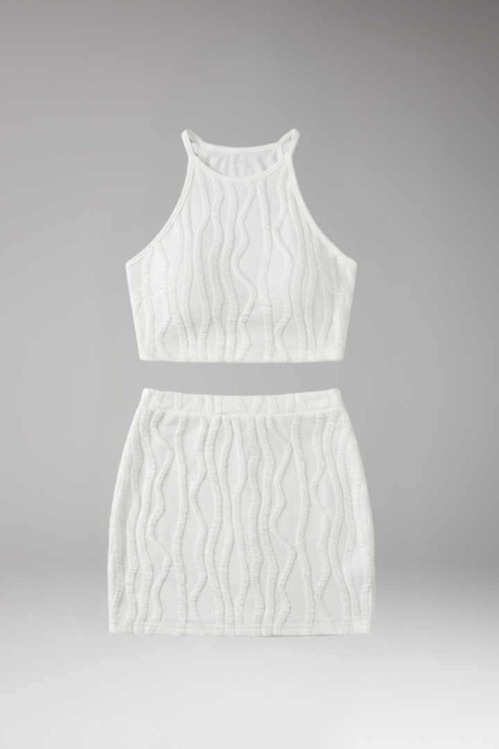 Women's Two Piece Set with Crop Top and Mini Skirt
