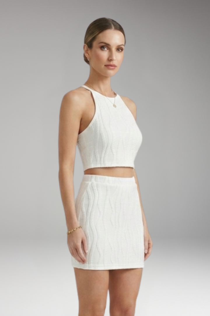 Women's Two Piece Set with Crop Top and Mini Skirt
