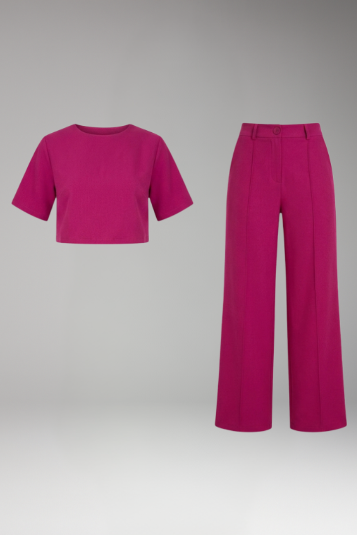 Women's Two Piece Set with Crop Top and Trousers
