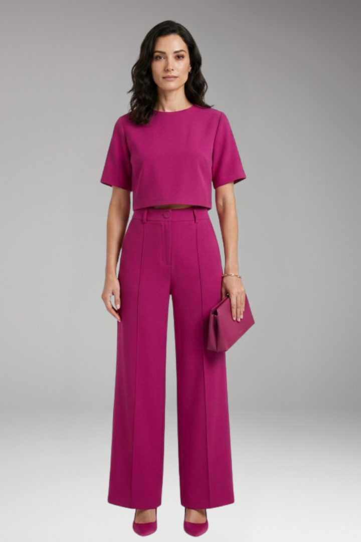 Women's Two Piece Set with Crop Top and Trousers
