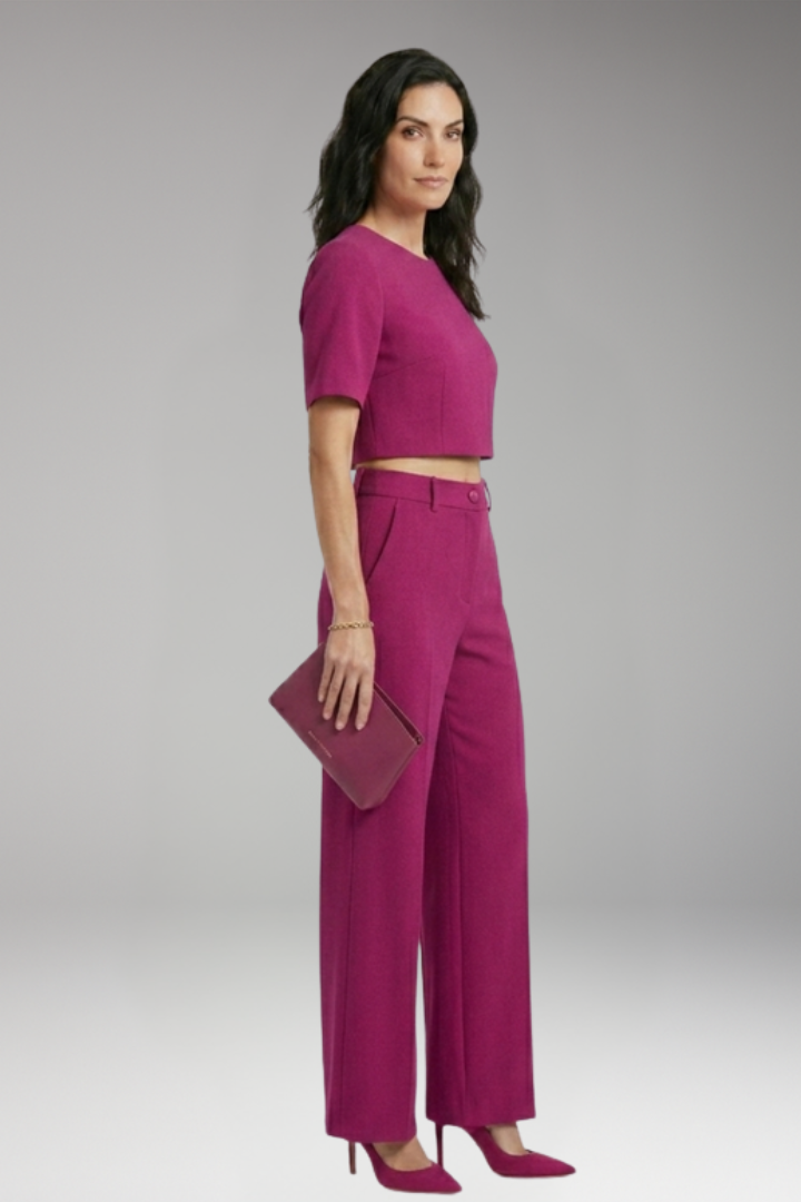 Women's Two Piece Set with Crop Top and Trousers