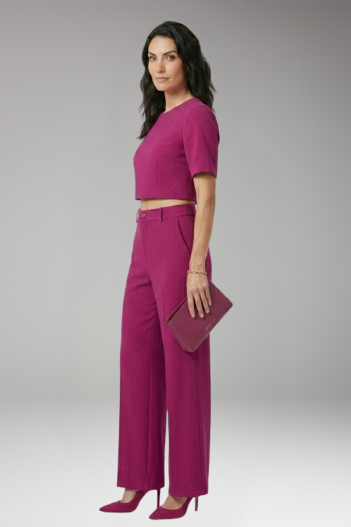 Women's Two Piece Set with Crop Top and Trousers
