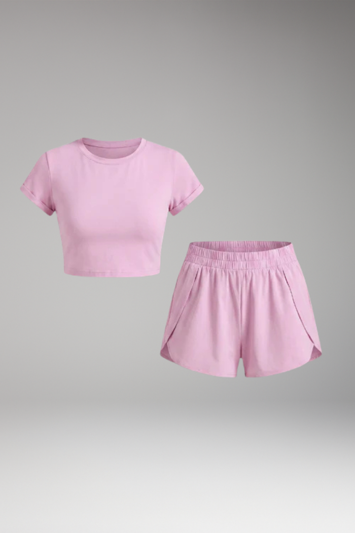 Women's Two Piece Set with Crop Top and Shorts