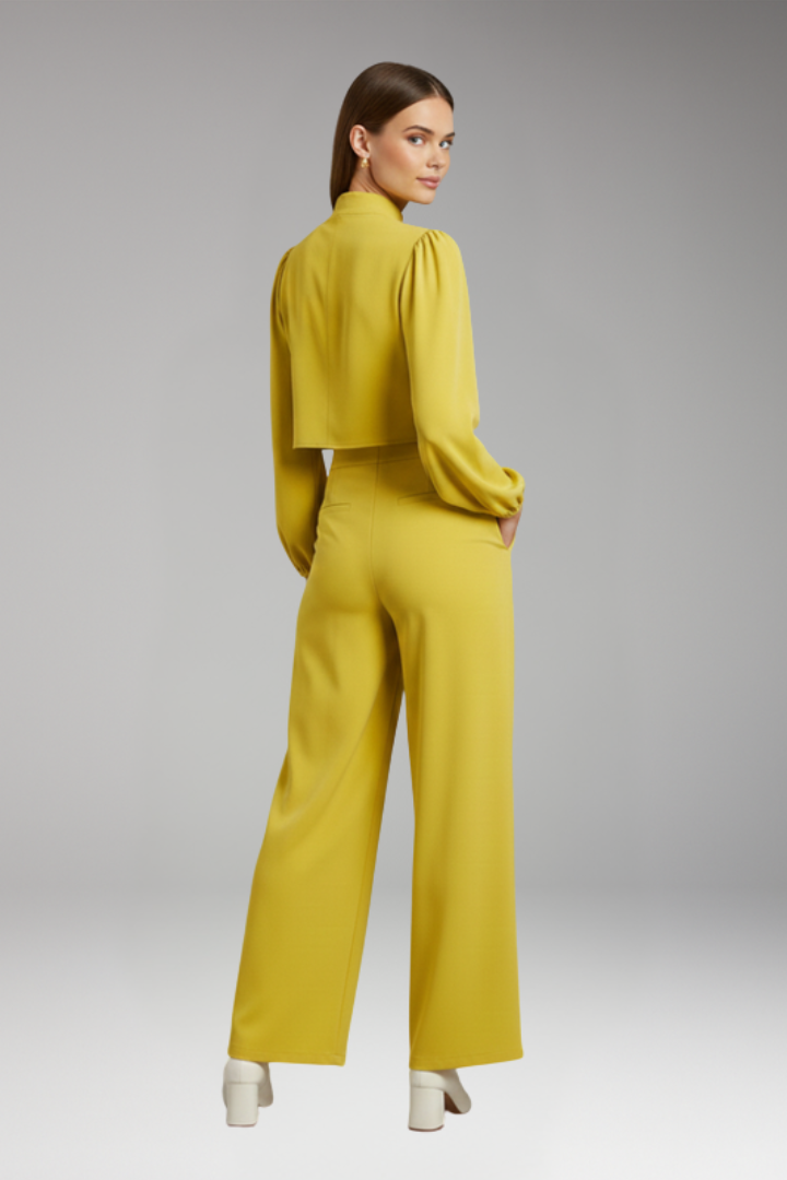 Women's Two Piece Set with Crop Top and Wide Leg Trousers