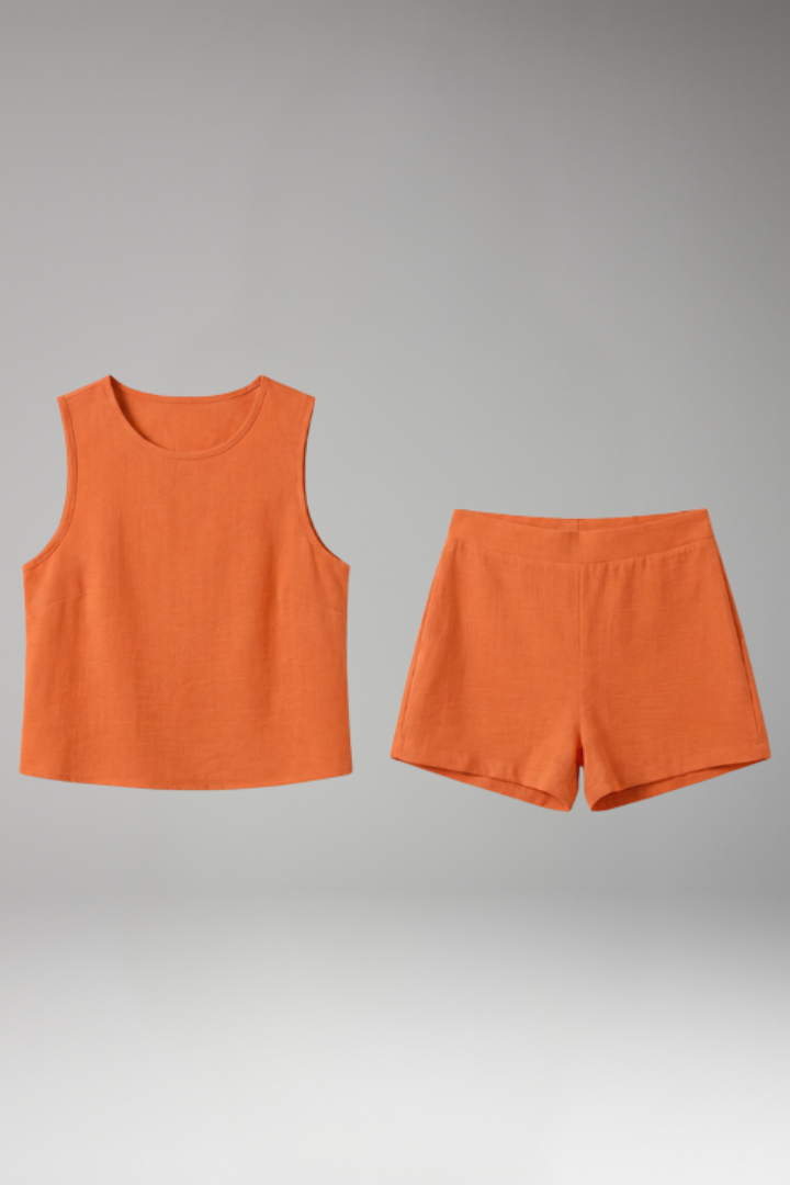 Women's Two Piece Set with Elastic Waist Shorts