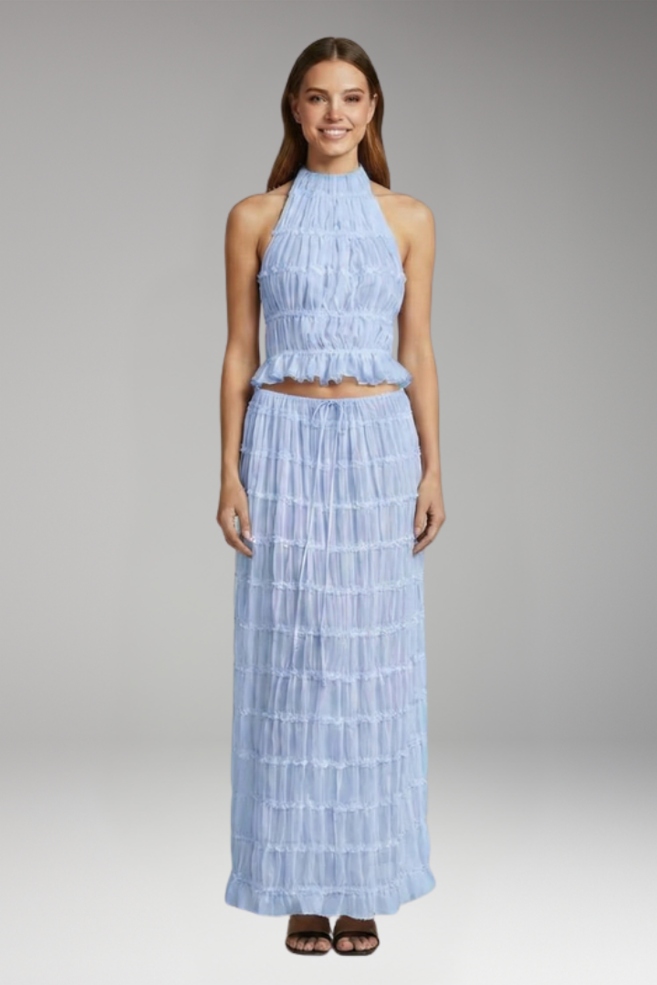 Women's Two Piece Set with Halter Neck Top