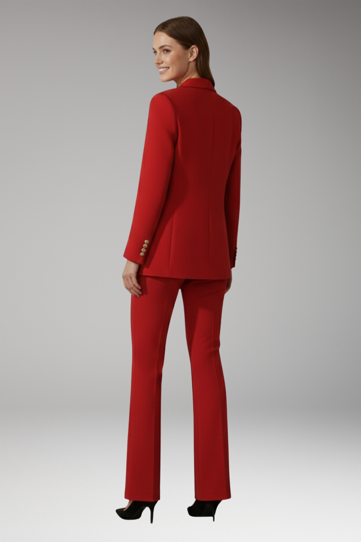 Women's Two Piece Set with Lapel Collar Blazer and Trousers