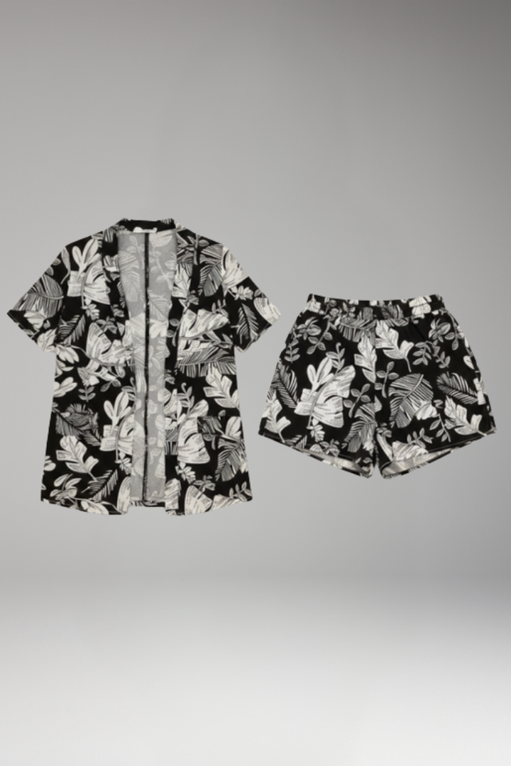 Women's Two Piece Set with Open Front Shirt