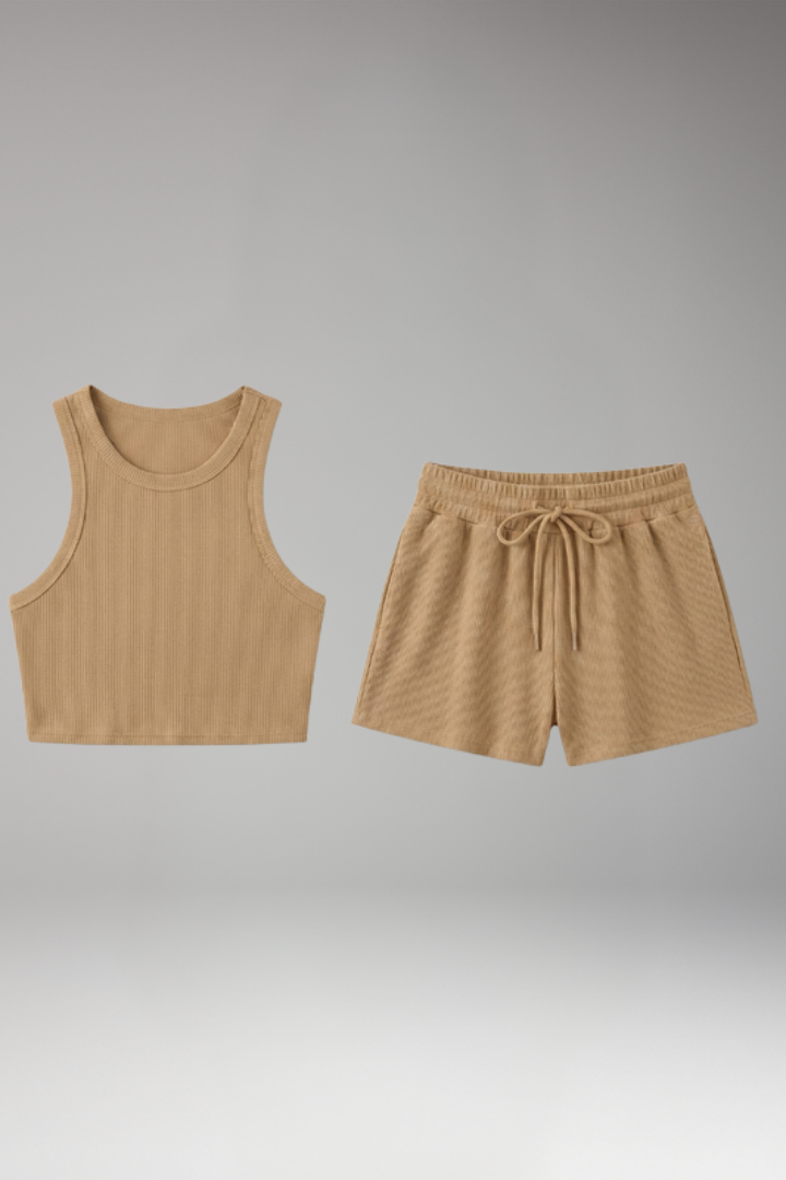 Women's Two Piece Set with Racerback Top and Shorts