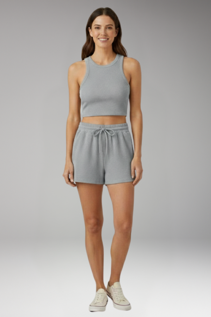 Women's Two Piece Set with Racerback Top and Shorts