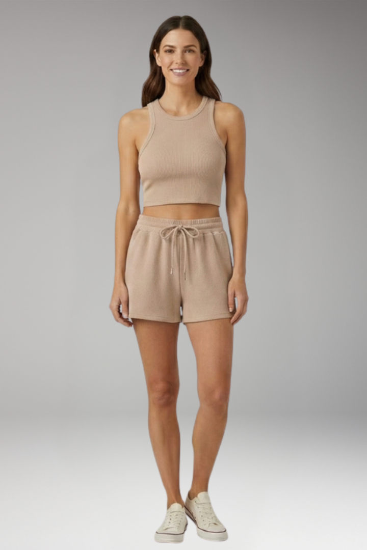Women's Two Piece Set with Racerback Top and Shorts