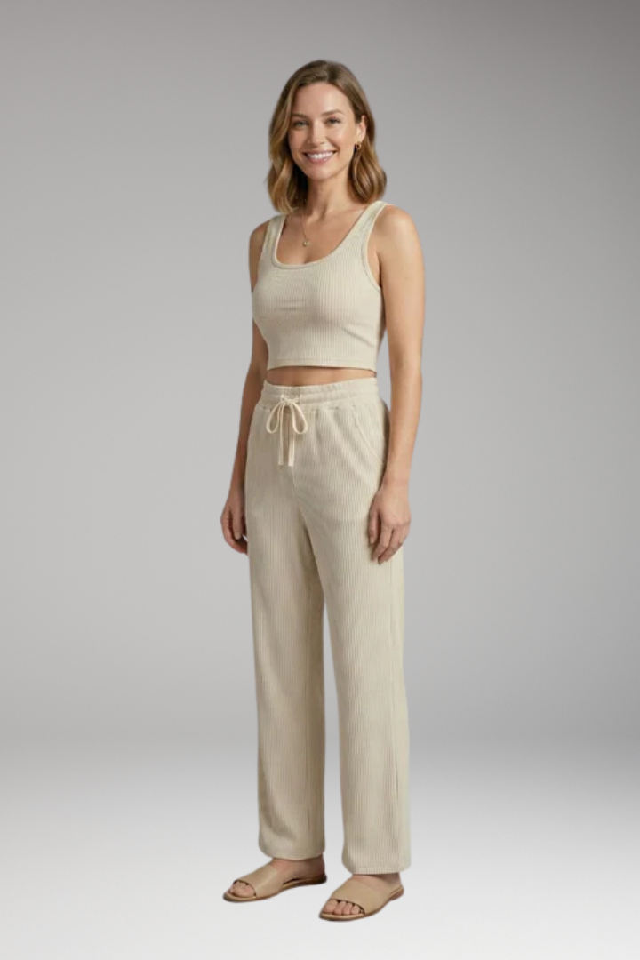 Women's Two Piece Set with Ribbed Surface