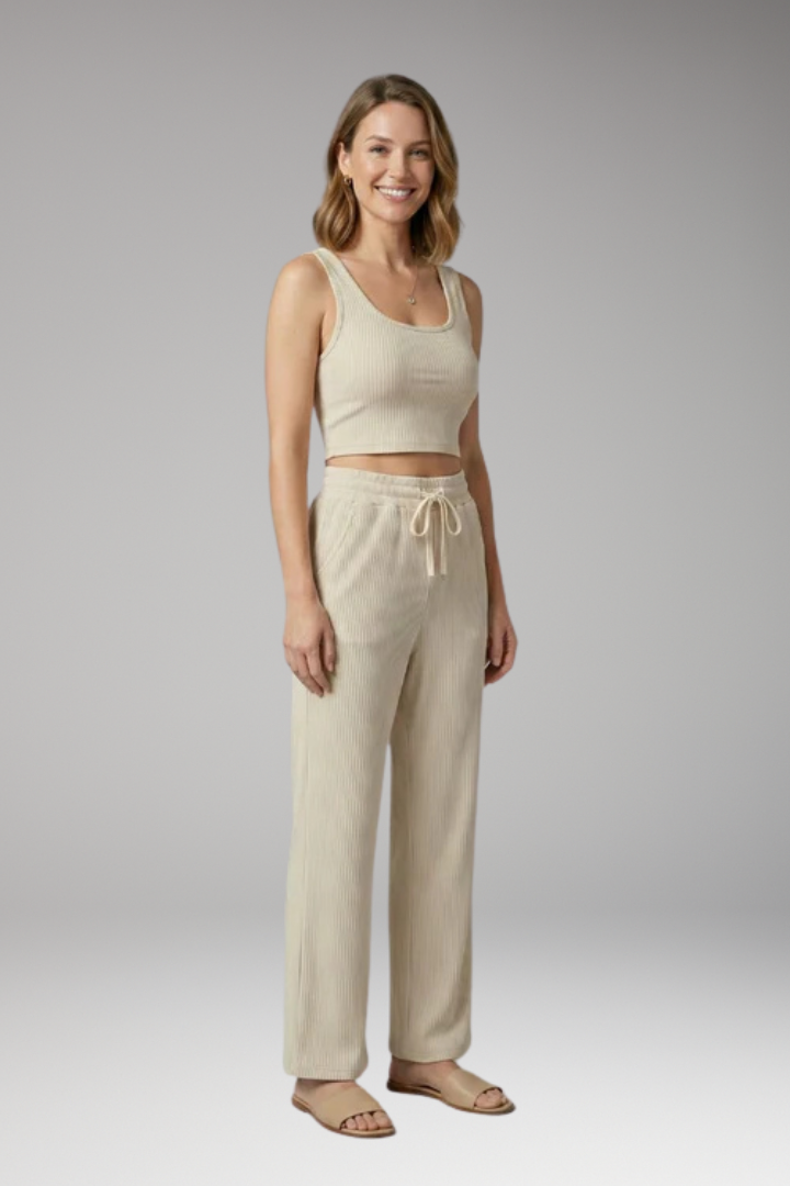 Women's Two Piece Set with Ribbed Surface