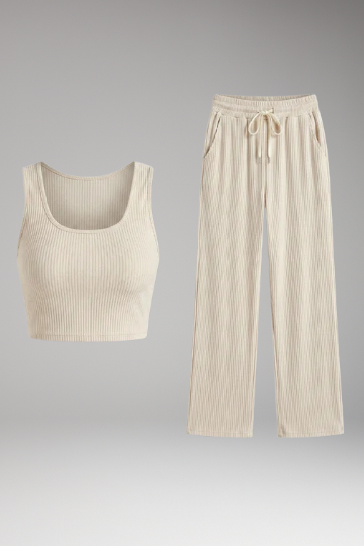 Women's Two Piece Set with Ribbed Surface