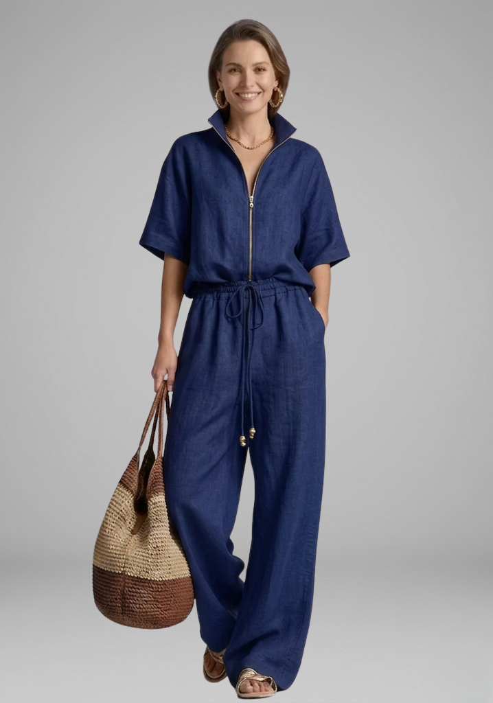Women's Two Piece Set with Short Sleeve Shirt