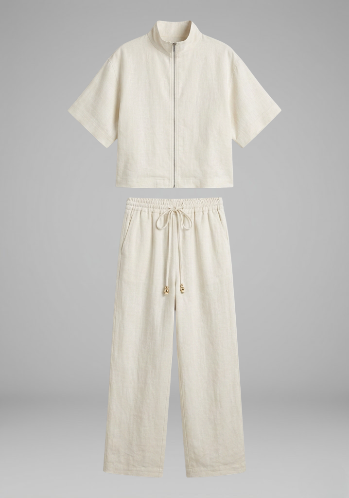 Women's Two Piece Set with Short Sleeve Shirt