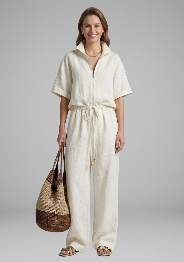 Women's Two Piece Set with Short Sleeve Shirt