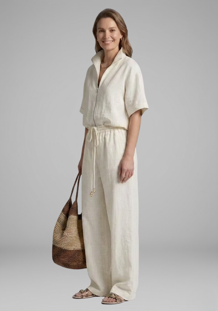 Women's Two Piece Set with Short Sleeve Shirt