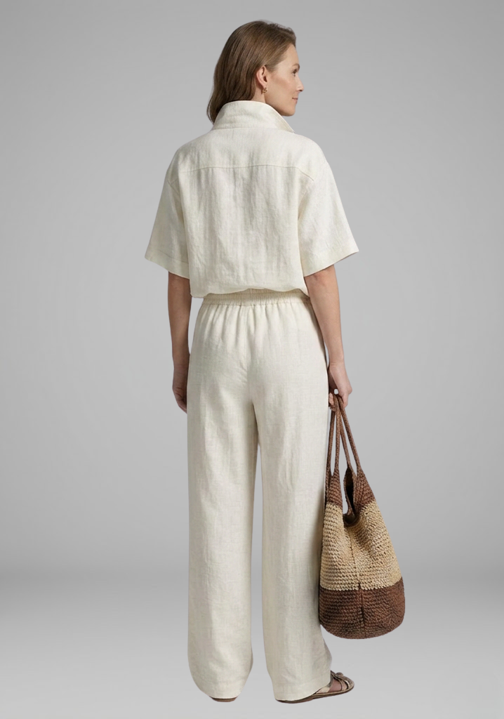 Women's Two Piece Set with Short Sleeve Shirt