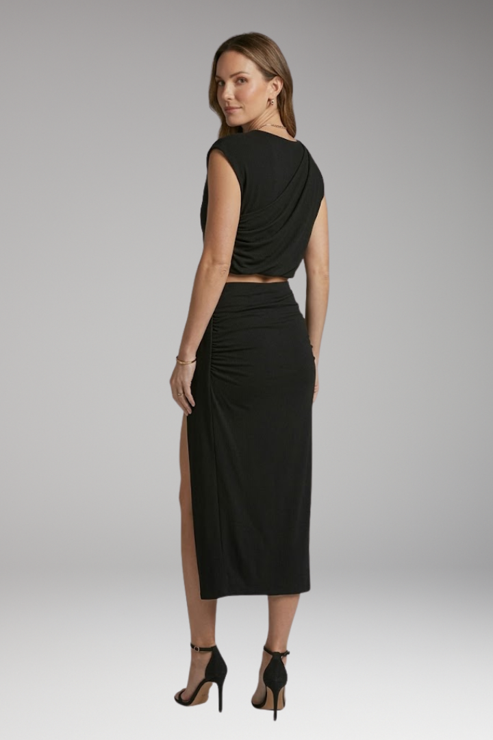 Women's Two Piece Set with Short Sleeve Top and Maxi Skirt
