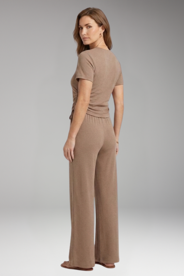 Women's Two Piece Set with Short Sleeve Top and Trousers