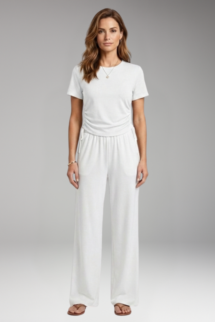 Women's Two Piece Set with Short Sleeve Top and Trousers