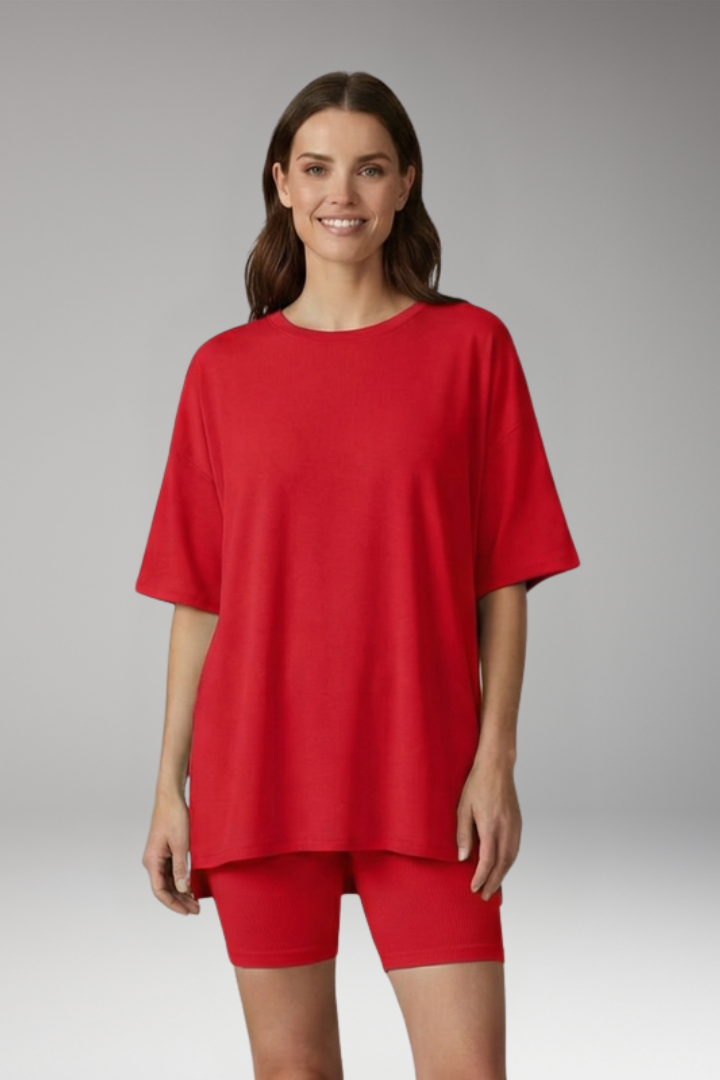Women's Two-Piece Set with Short Sleeve Top and Shorts