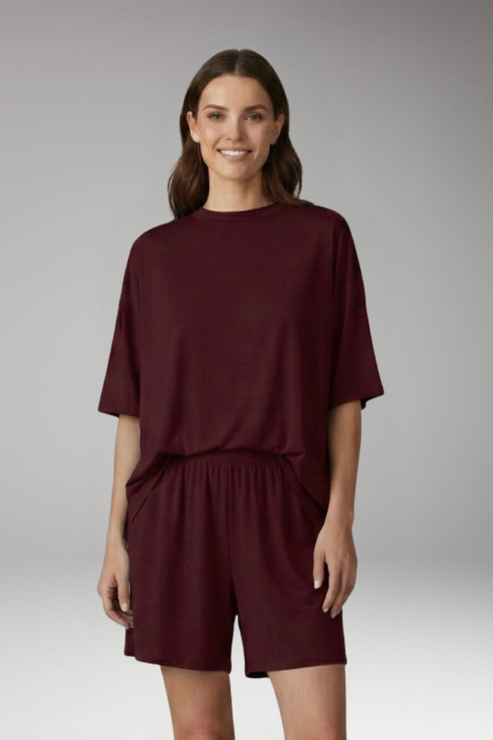 Women's Two-Piece Set with Short Sleeve Top and Shorts