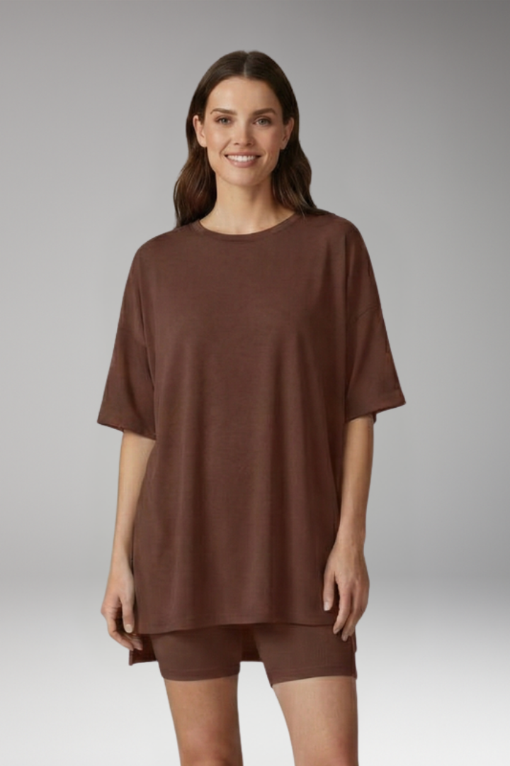 Women's Two-Piece Set with Short Sleeve Top and Shorts