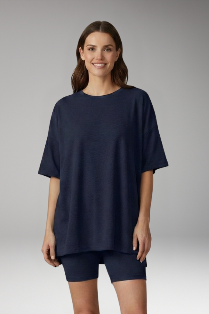 Women's Two-Piece Set with Short Sleeve Top and Shorts