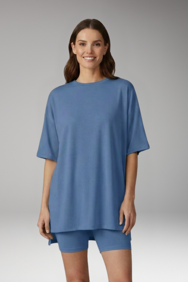 Women's Two-Piece Set with Short Sleeve Top and Shorts