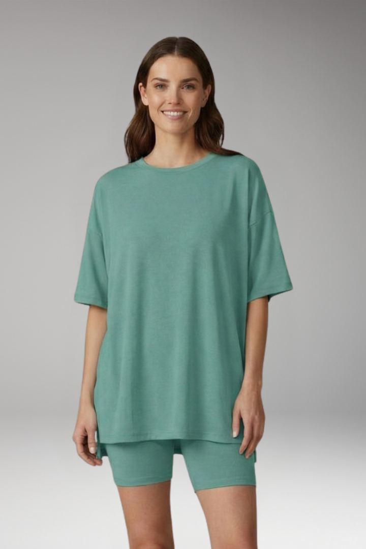 Women's Two-Piece Set with Short Sleeve Top and Shorts