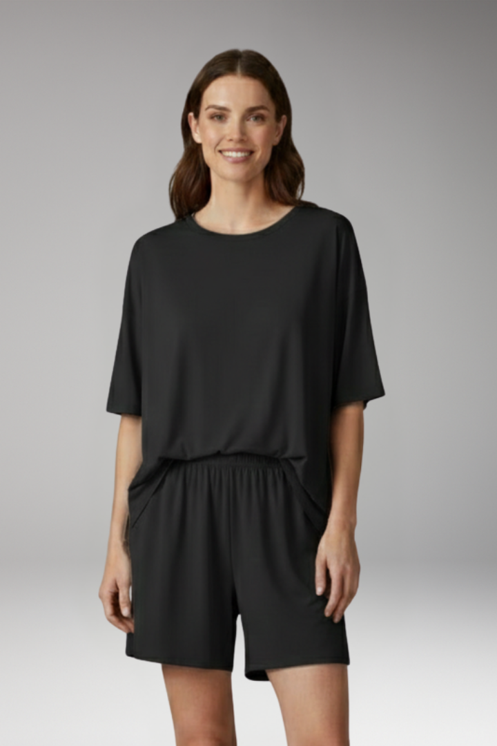 Women's Two-Piece Set with Short Sleeve Top and Shorts