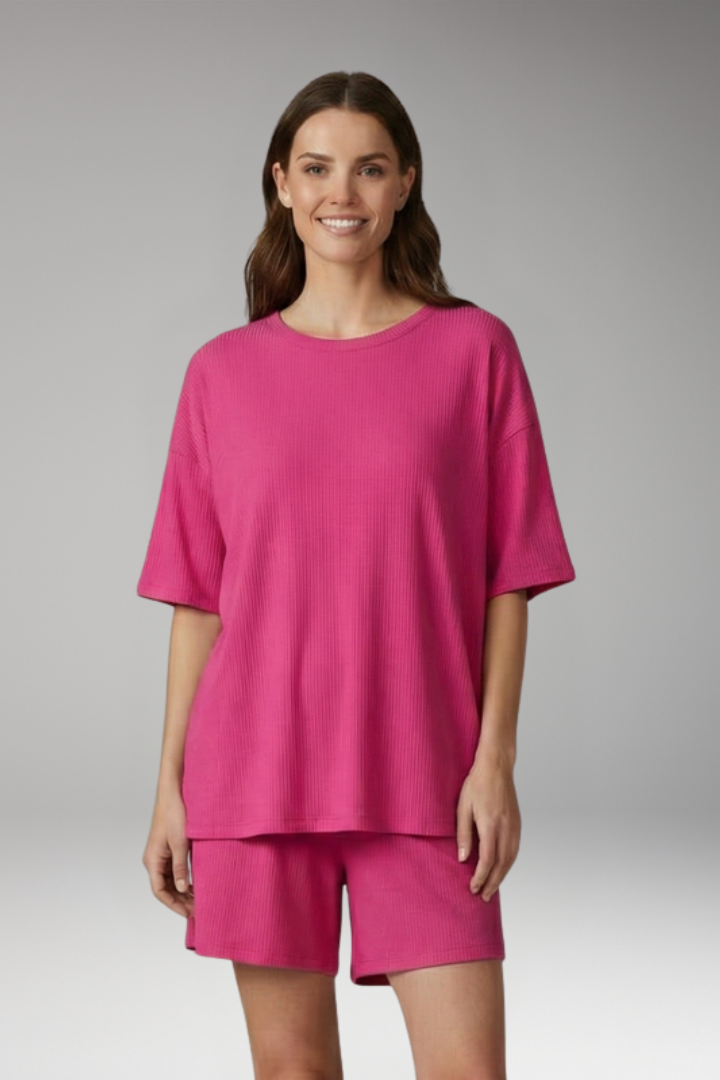 Women's Two-Piece Set with Short Sleeve Top and Shorts