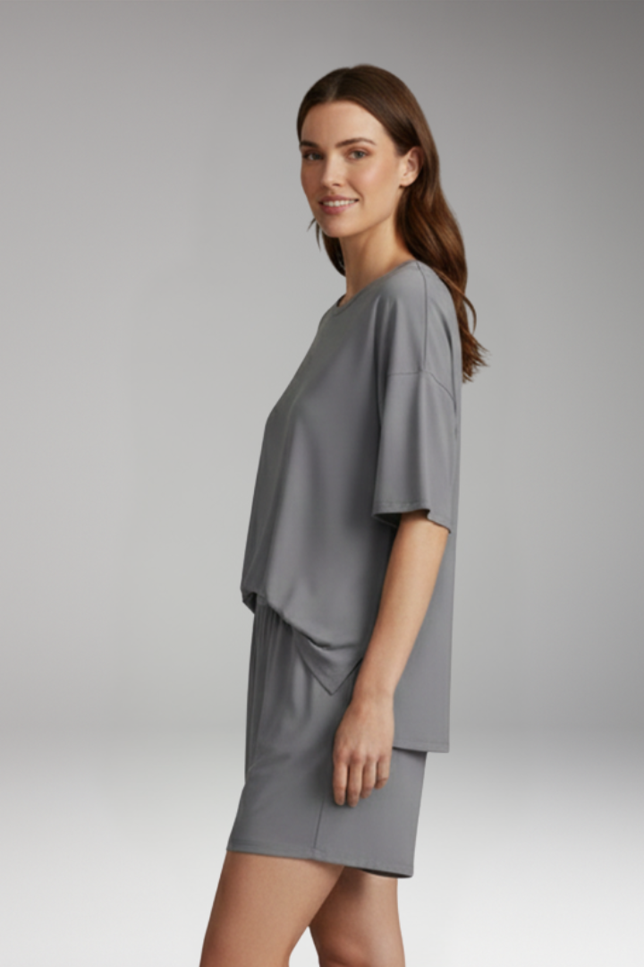 Women's Two-Piece Set with Short Sleeve Top and Shorts