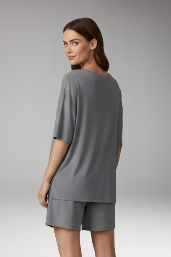 Women's Two-Piece Set with Short Sleeve Top and Shorts