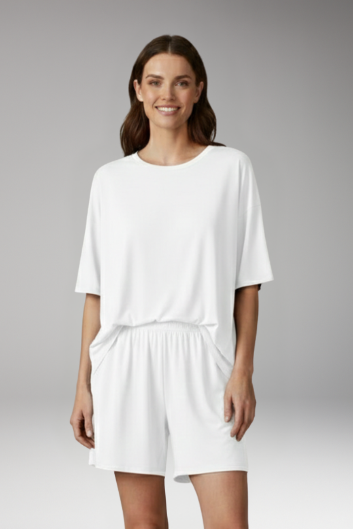 Women's Two-Piece Set with Short Sleeve Top and Shorts