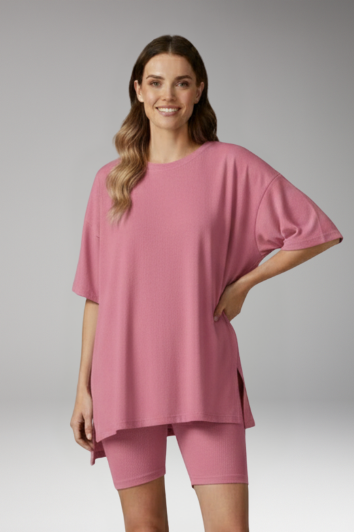 Women's Two-Piece Set with Short Sleeve Top and Shorts