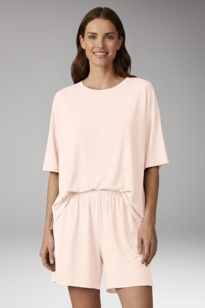 Women's Two-Piece Set with Short Sleeve Top and Shorts