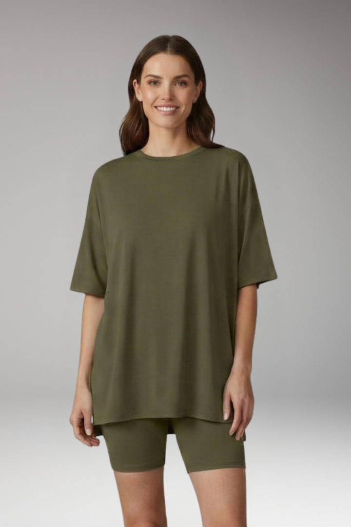 Women's Two-Piece Set with Short Sleeve Top and Shorts